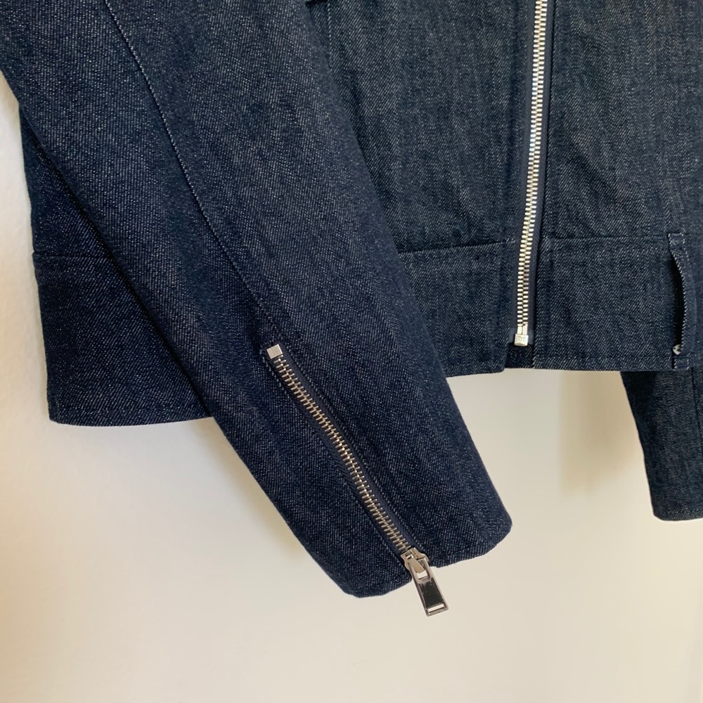 7 For All Mankind Denim Shearling Moto Jacket - Picture 4 of 11